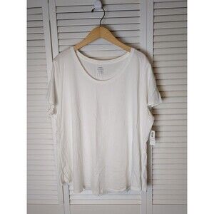 Old Navy Women White 100% Cotton 2X Plus Basic Short Sleeve T- Shirt NWT Relaxed